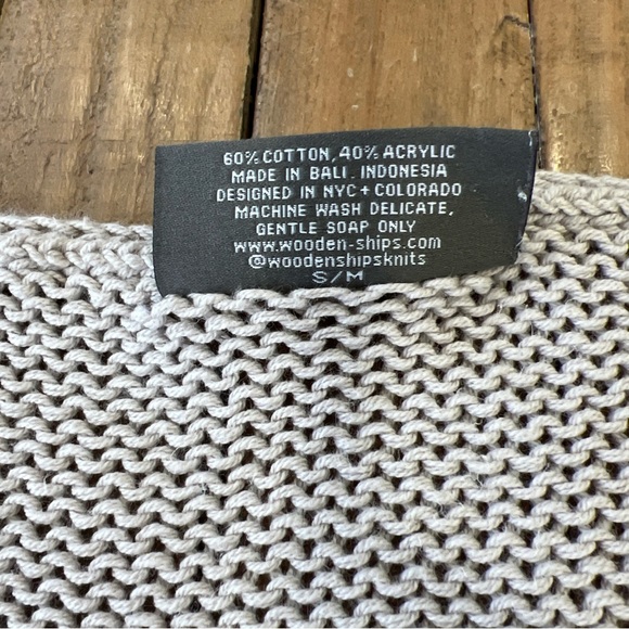 Wooden Ships Maui Chunky Knit Cotton Sweater Small Medium V-neck Beach Boho - Picture 5 of 9